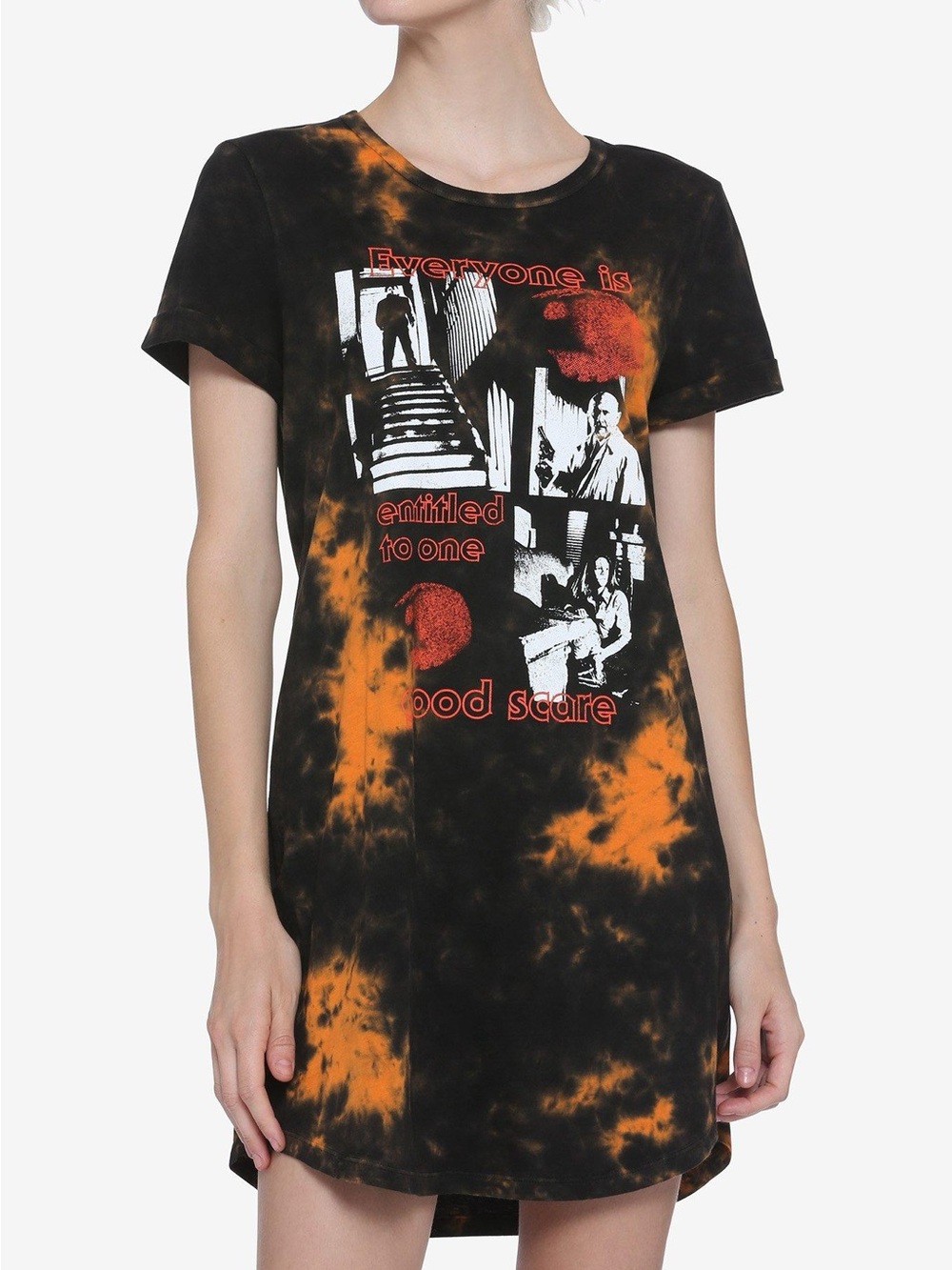 Hot Topic Halloween Michael Myers One Good Scare Tie-Dye T-Shirt Dress size XS